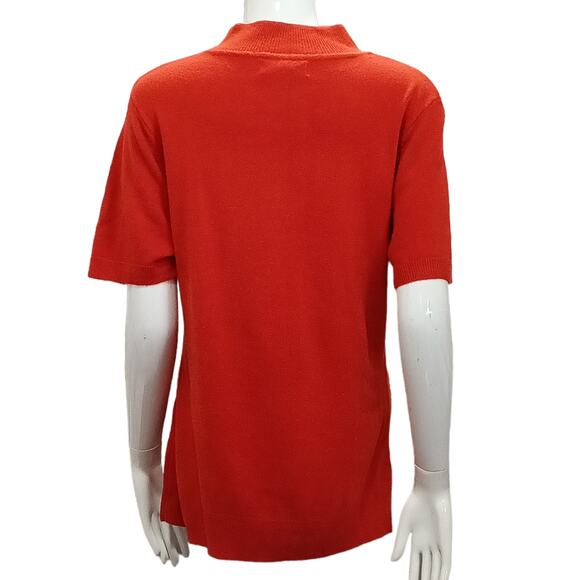 SAG HARBOR Mock Neck, Rust Colored, Short Sleeved Sweater Size LARGE - Picture 2 of 4
